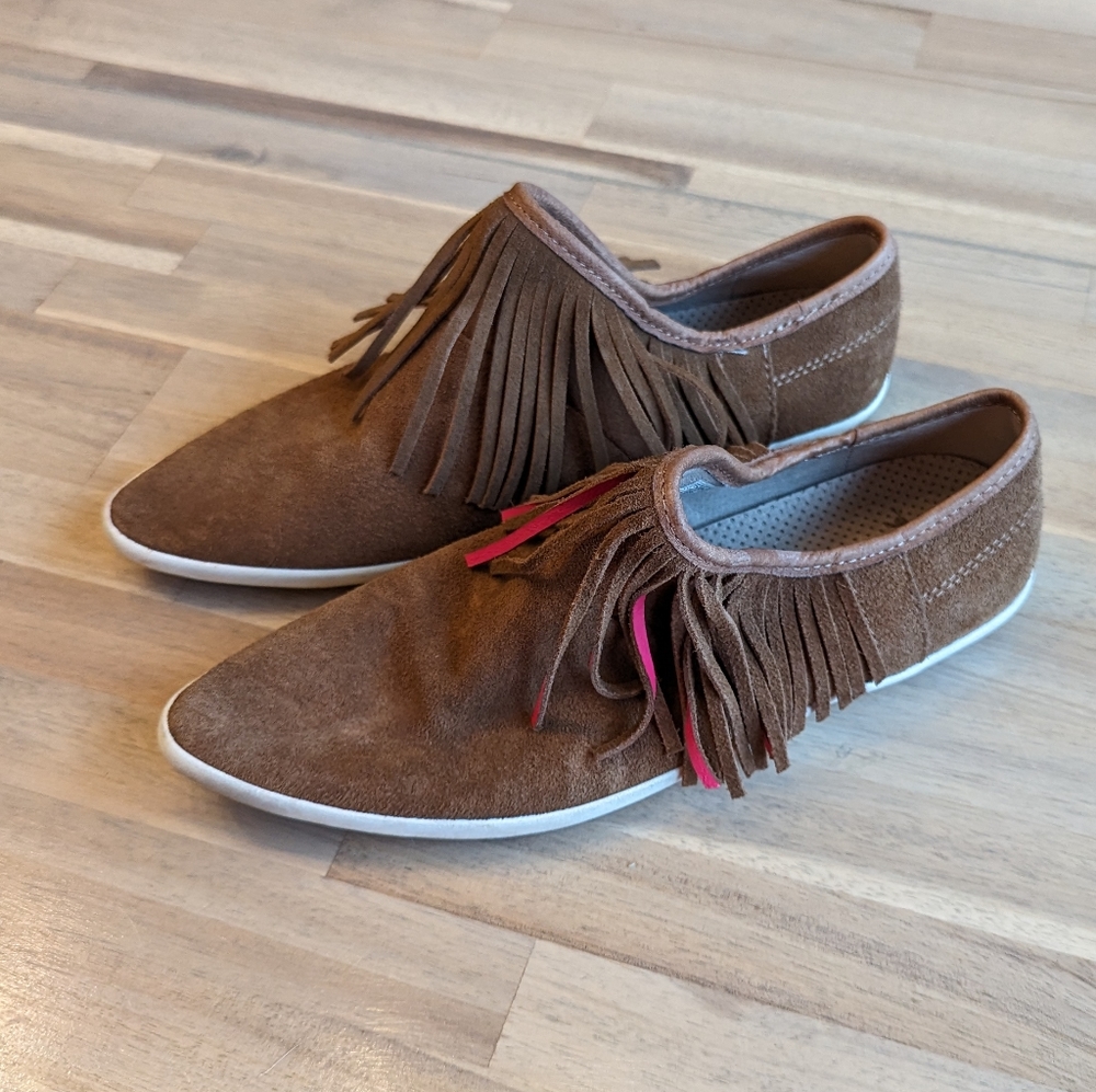 Sanuk Kat Fringe Moccasins BoHo Festival‎ Neon Booties in Chesnut